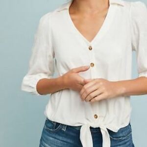 Vanessa Virginia by Anthro Lenora Tied Blouse Size L